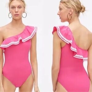 J. Crew Pink One-Shoulder Swimsuit